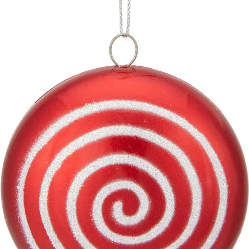 Online 10" Red Candy Lollipop with Iridescent Glitter Swirl Shatterproof Christmas Ornament Shatterproof Balls|Ball Ornaments