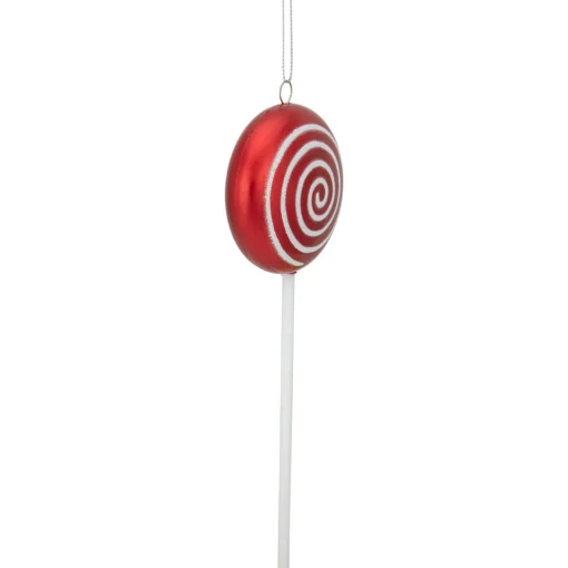Online 10" Red Candy Lollipop with Iridescent Glitter Swirl Shatterproof Christmas Ornament Shatterproof Balls|Ball Ornaments