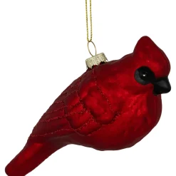 5.5" Red Cardinal Glittered Hanging Glass Christmas Ornament Animals