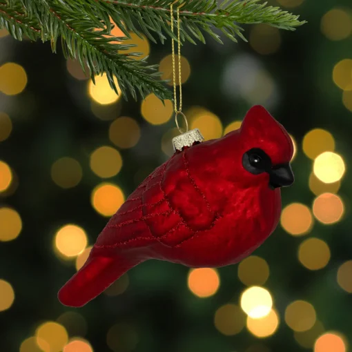 5.5" Red Cardinal Glittered Hanging Glass Christmas Ornament Animals