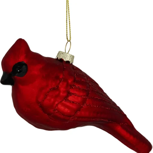 5.5" Red Cardinal Glittered Hanging Glass Christmas Ornament Animals