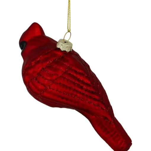 5.5" Red Cardinal Glittered Hanging Glass Christmas Ornament Animals