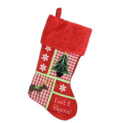 Outlet 18.5" Red Cheers Holiday Patches Let It Snow Christmas Stocking Stockings