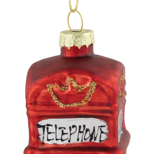 Online 4.5" Red Euro Phone Booth Glass Christmas Ornament Novelty