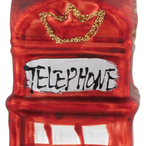 Online 4.5" Red Euro Phone Booth Glass Christmas Ornament Novelty