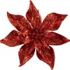 Outlet 9" Red Glittered Poinsettia Christmas Clip Ornament Garden & Floral