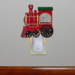 Discount 6.5" Red, Green and Gold Glitter Bubble Lamp Christmas Train Night Light Night Lights