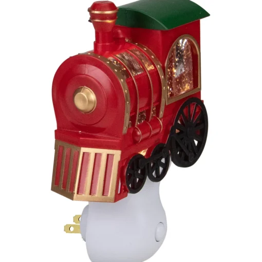 Discount 6.5" Red, Green and Gold Glitter Bubble Lamp Christmas Train Night Light Night Lights