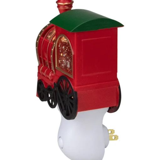 Discount 6.5" Red, Green and Gold Glitter Bubble Lamp Christmas Train Night Light Night Lights