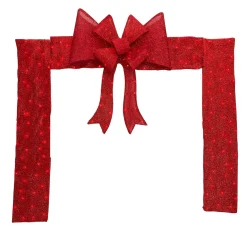 Clearance 8' Red LED Lighted Christmas Doorway Arch Decoration with Bow Door