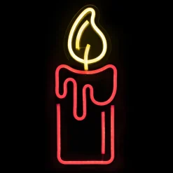 Outlet 12" Red LED Lighted Neon Style Red Candle Christmas Window Silhouette Window