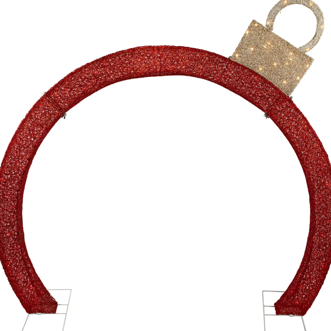 Hot 4.25' Red LED Lighted Ornament Arch Outdoor Christmas Decoration - Warm White Lights Lighted