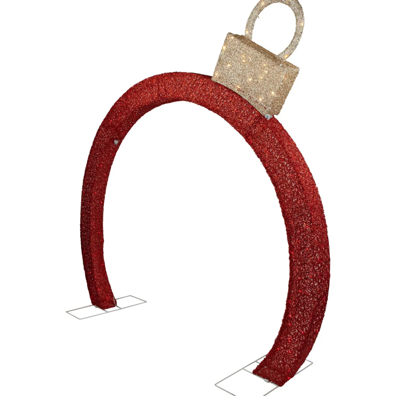 Hot 4.25' Red LED Lighted Ornament Arch Outdoor Christmas Decoration - Warm White Lights Lighted