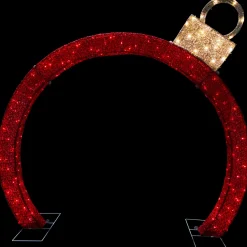 Hot 4.25' Red LED Lighted Ornament Arch Outdoor Christmas Decoration - Warm White Lights Lighted