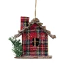 Sale 4.25" Red Plaid and Pine Needle Rustic Birdhouse Christmas Ornament Garden & Floral