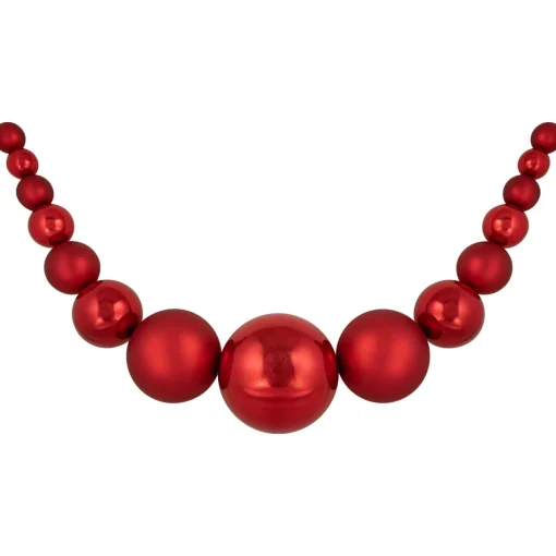 Hot 6' Red Shiny and Matte Shatterproof Ball Christmas Swag Unlit Swags