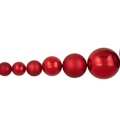 Hot 6' Red Shiny and Matte Shatterproof Ball Christmas Swag Unlit Swags