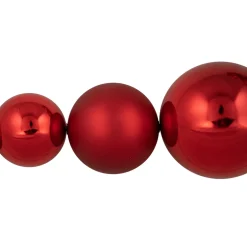 Hot 6' Red Shiny and Matte Shatterproof Ball Christmas Swag Unlit Swags