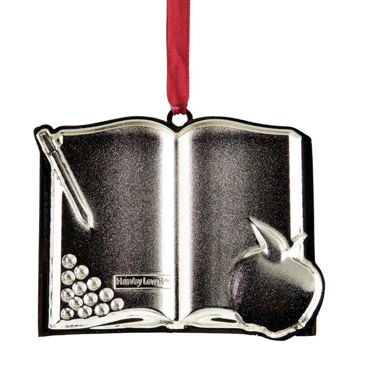 Sale 3.25" Red Silver-Plated Favorite Teacher Christmas Ornament with European Crystals Occupations