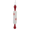New 7.25" Red Snowflakes Rolling Pin Glass Christmas Ornament Food & Beverage