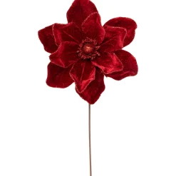 Best 24" Red Velvet Glittered Magnolia Christmas Stem Spray Sprays, Picks & Branches
