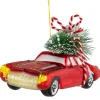 Discount 5" Red Vintage Car with Christmas Tree Glass Ornament Transportation