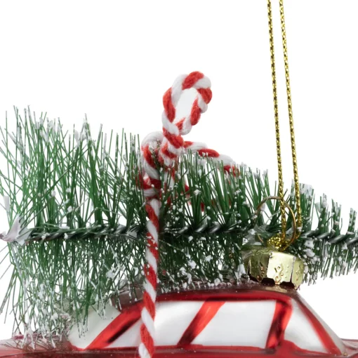 Discount 5" Red Vintage Car with Christmas Tree Glass Ornament Transportation