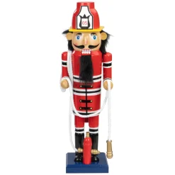 Hot 14 Red Wooden Fireman with Hose Christmas Nutcracker Nutcrackers