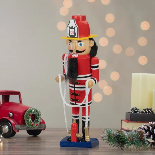 Hot 14 Red Wooden Fireman with Hose Christmas Nutcracker Nutcrackers