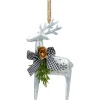 Outlet 6.25" Reindeer with Black Gingham Bow Christmas Ornament Animals
