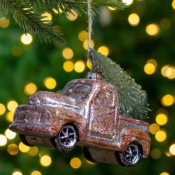 Hot 5.75" Retro Mercury Glass Country Rustic Pickup Truck Christmas Ornament Transportation