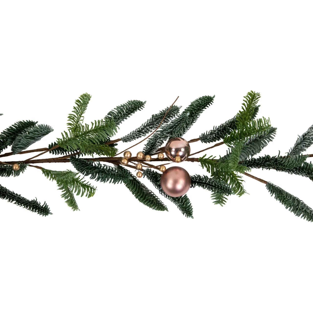 6' Rose Gold Ball Ornaments Artificial Christmas Garland, Unlit Pre Decorated
