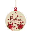 Outlet 7" Round "Believe" Christmas Ornament Disc with Snowflake and Star Cutouts Novelty