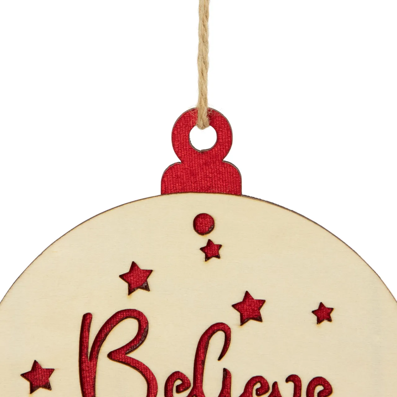 Outlet 7" Round "Believe" Christmas Ornament Disc with Snowflake and Star Cutouts Novelty