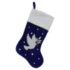 Outlet 20.5" Royal Blue and White Velvet Dove with Olive Branch Christmas Stocking Stockings