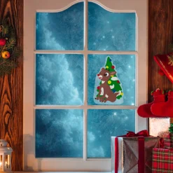 Outlet 8" Rudolph and Christmas Tree Double Sided Gel Window Cling Decoration Window