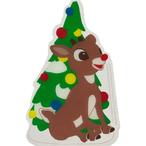 Outlet 8" Rudolph and Christmas Tree Double Sided Gel Window Cling Decoration Window