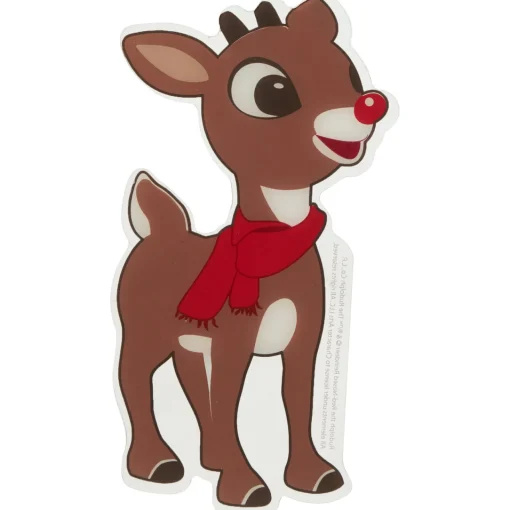 Sale 8" Rudolph in Red Scarf Double Sided Gel Window Cling Decoration Window
