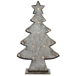Discount 26.5" Rustic Brown and Gray LED Lighted Christmas Tree Tabletop Decor Trees