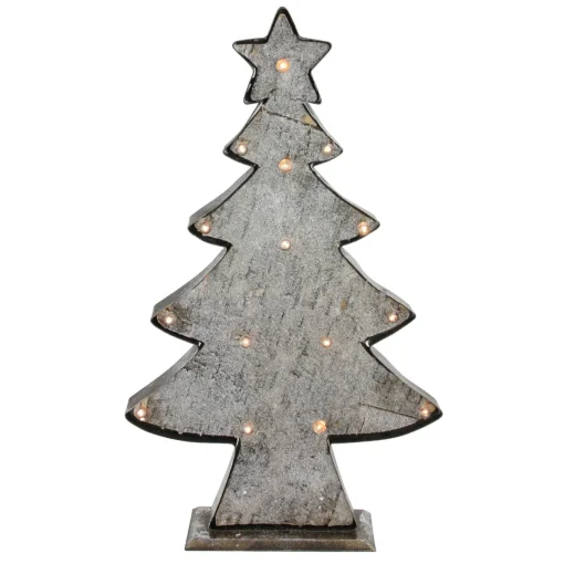 Discount 26.5" Rustic Brown and Gray LED Lighted Christmas Tree Tabletop Decor Trees