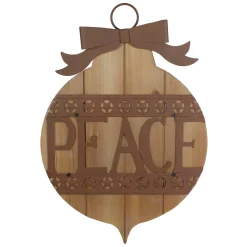 Outlet 17" Rustic Brown PEACE Christmas Ornament Wall Sign Door