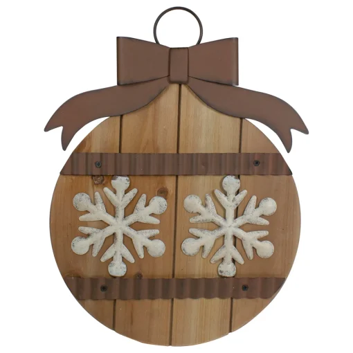 Outlet 16" Rustic Brown Snowflakes Christmas Ornament Wall Sign Door