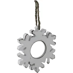 Hot 4.75" Rustic White Embossed Snowflake with Mirror Medallion Christmas Ornament Icicles|Snowflakes