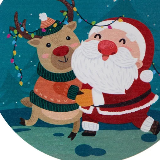 8" Santa and Reindeer "Merry Christmas" Disc Ornament Disk Ornaments