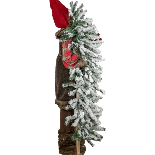 Clearance 48" Santa Claus with Artificial Flocked Alpine Tree Christmas Figure Santa Claus