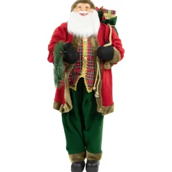 Sale 60" Santa Claus with Wreath and Gift Bag Standing Christmas Figure Santa Claus