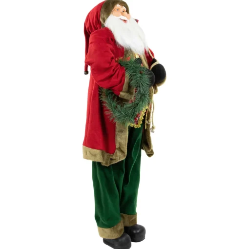 Sale 60" Santa Claus with Wreath and Gift Bag Standing Christmas Figure Santa Claus