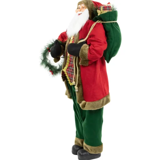 Sale 60" Santa Claus with Wreath and Gift Bag Standing Christmas Figure Santa Claus