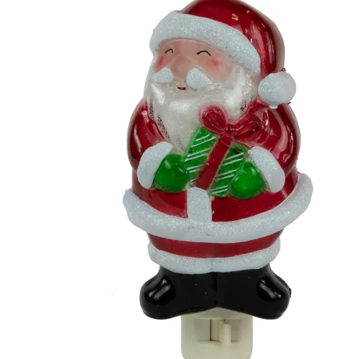 Clearance 6.75" Santa with Gift Frosted Christmas Night Light Night Lights