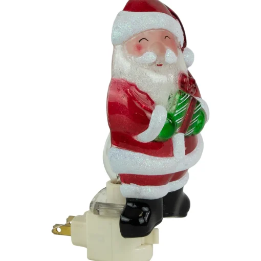 Clearance 6.75" Santa with Gift Frosted Christmas Night Light Night Lights